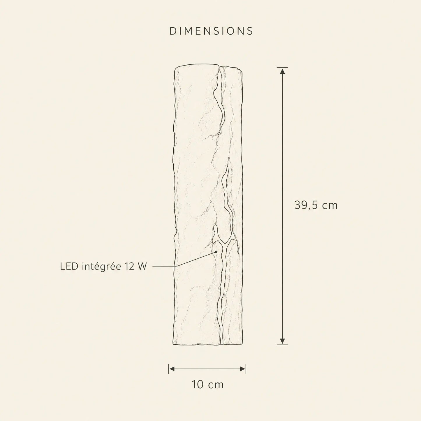 Dimensions of the Brevna wall light, 39.5 x 10 cm, 12W integrated LED | Wickleigh