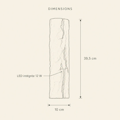 Dimensions of the Brevna wall light, 39.5 x 10 cm, 12W integrated LED | Wickleigh
