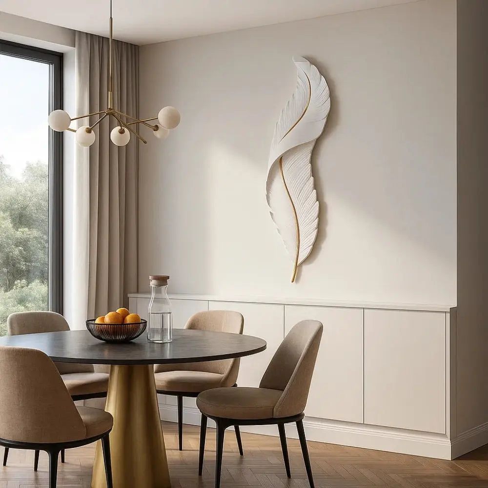 Cavlen feather wall light, gold-edged resin silhouette | Wickleigh
