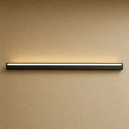 Dovlin outdoor LED wall light, black aluminium bar, warm white | Wickleigh