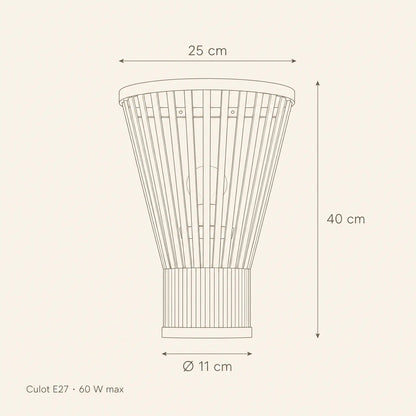 Dimension diagram of the Edlin wall light: 25 cm wide, 40 cm high, base Ø 11 cm | Wickleigh