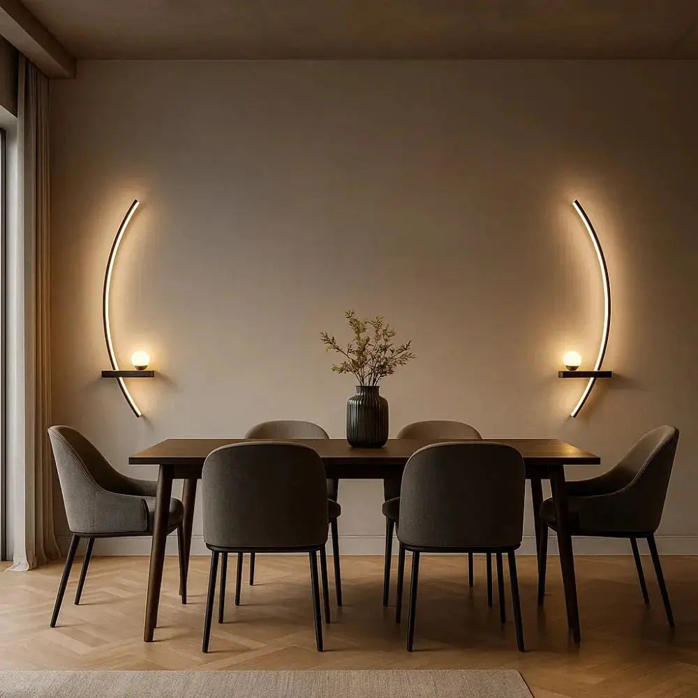 Asika wall light, sculptural light arcs in aluminium | Wickleigh