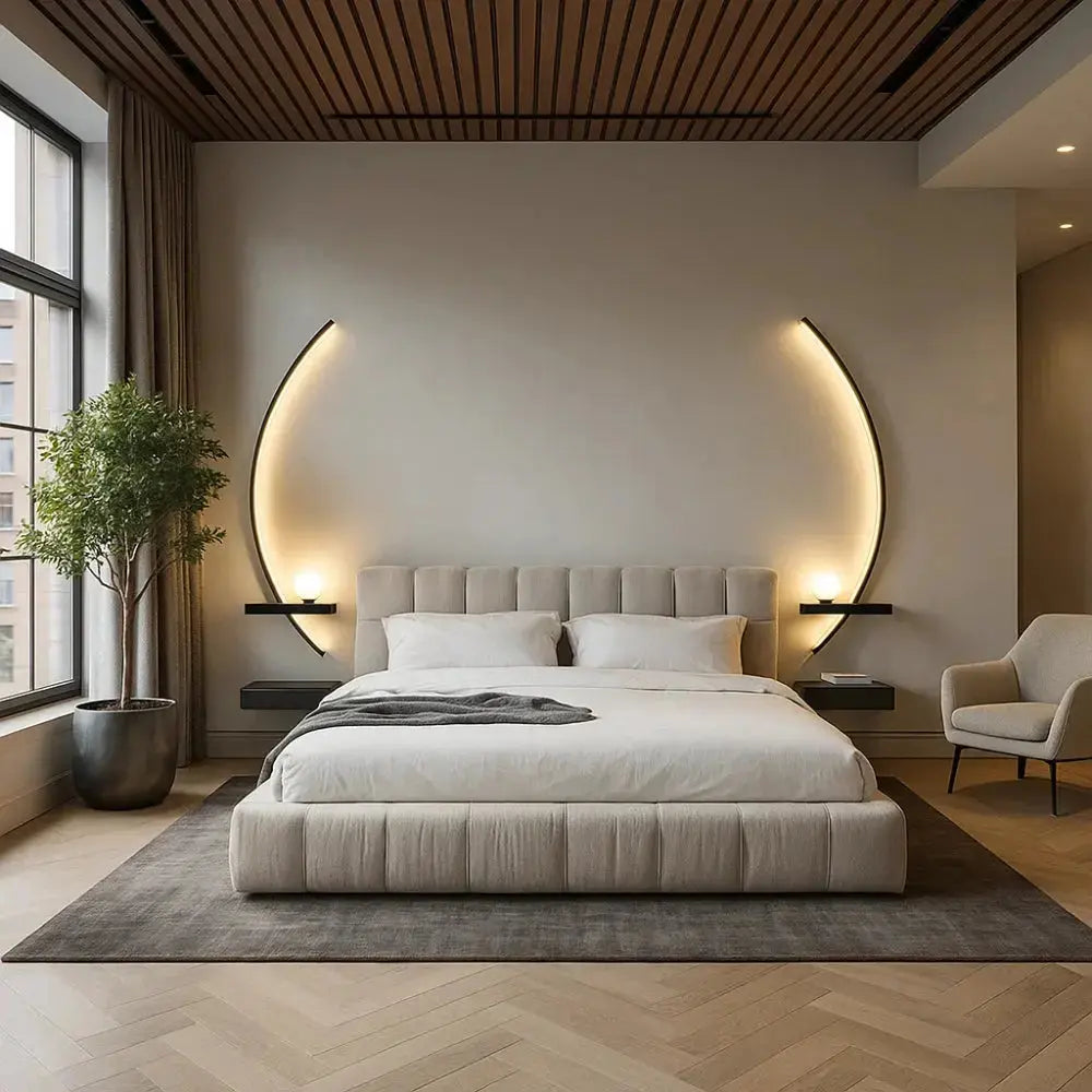 Asika wall light, sculptural light arcs in aluminium | Wickleigh