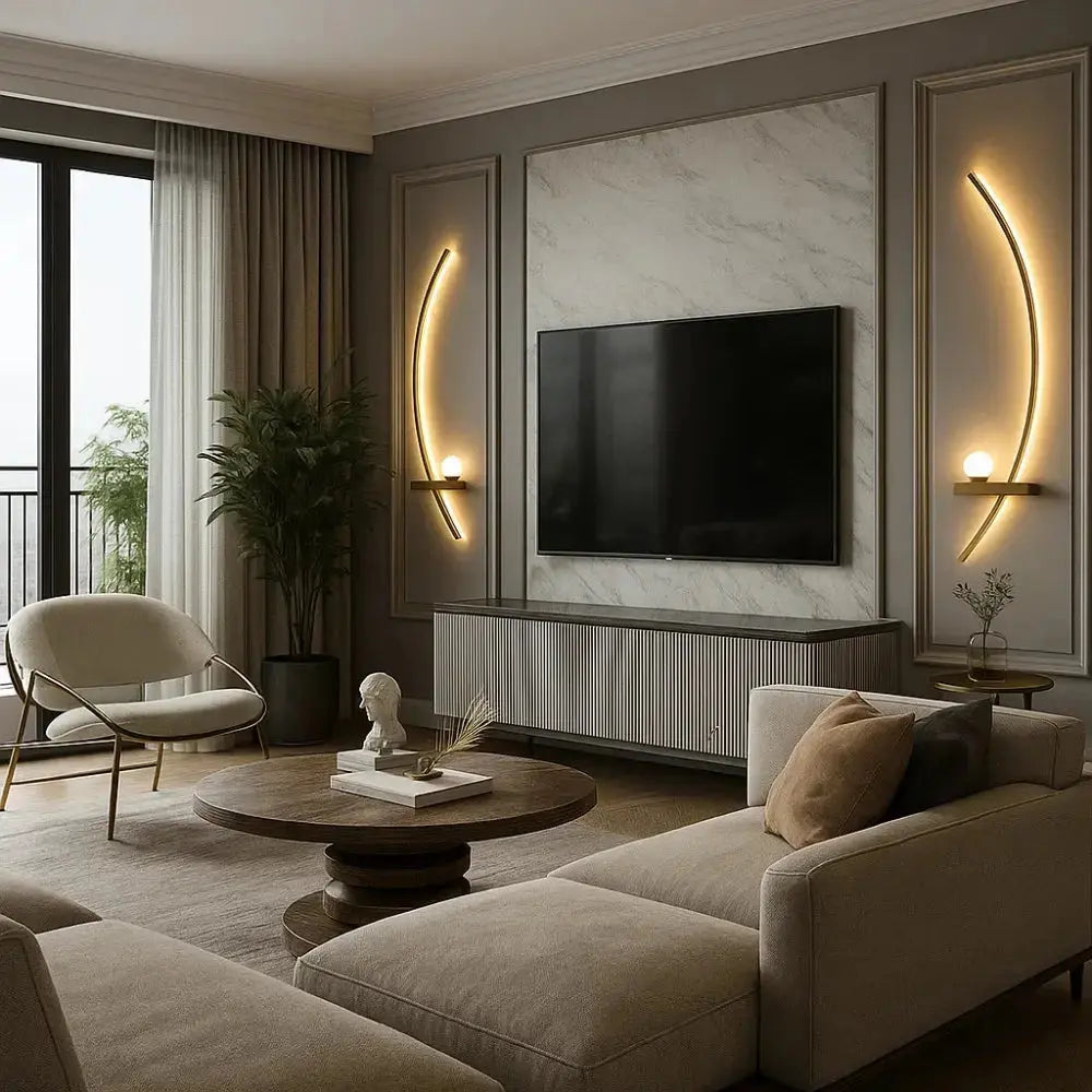 Asika wall light, sculptural light arcs in aluminium | Wickleigh