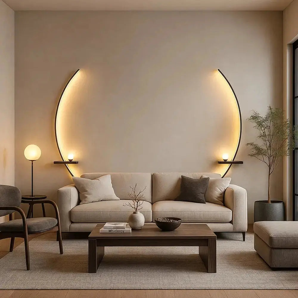 Asika wall light, sculptural light arcs in aluminium | Wickleigh