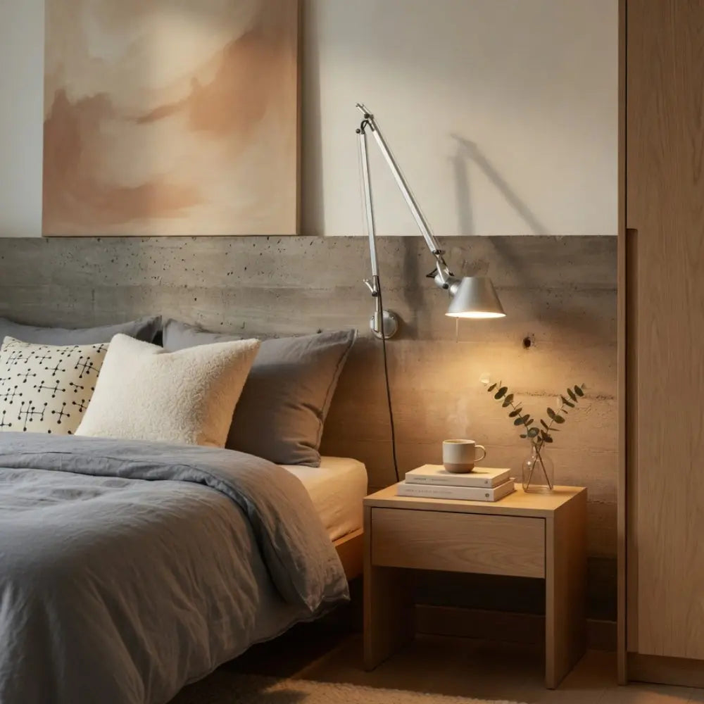 Eirna wall light, adjustable articulated arm in aluminium | Wickleigh