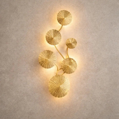 Alova wall light, gilded stainless steel lotus leaves | Wickleigh