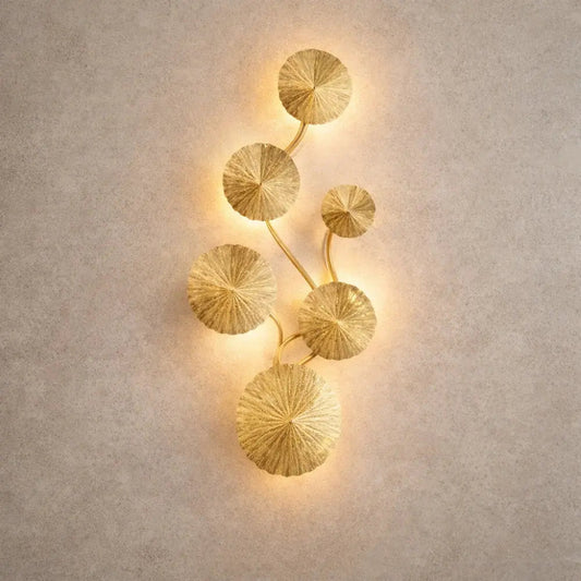 Alova wall light, gilded stainless steel lotus leaves | Wickleigh