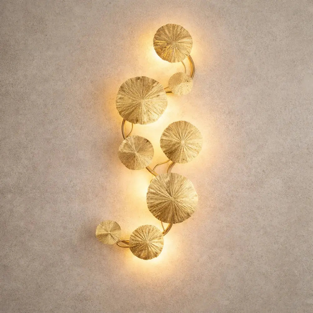 Alova wall light, gilded stainless steel lotus leaves | Wickleigh