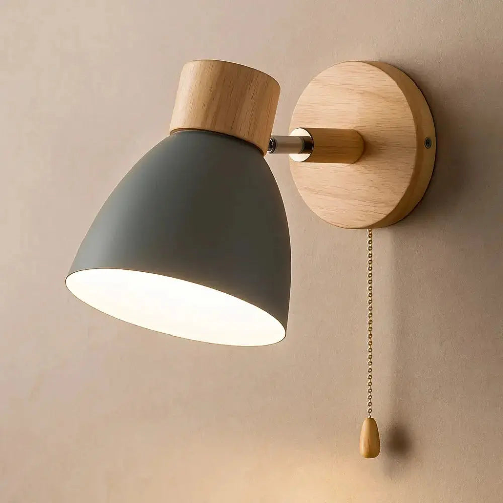 Nyrra Nordic wall light, wood and iron | Wickleigh