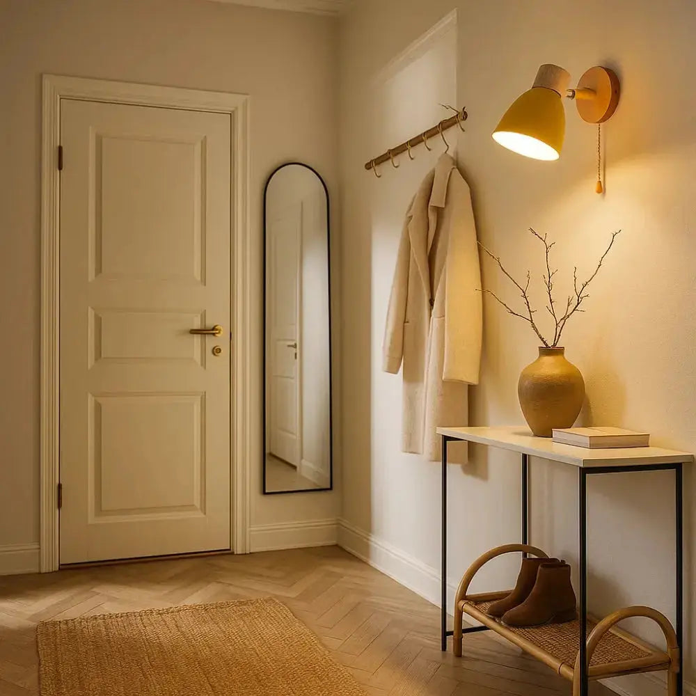 Nyrra Nordic wall light, wood and iron | Wickleigh