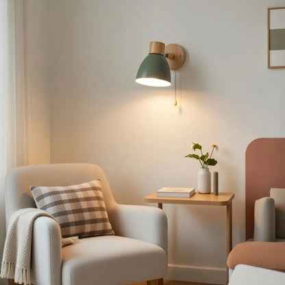 Nyrra Nordic wall light, wood and iron | Wickleigh