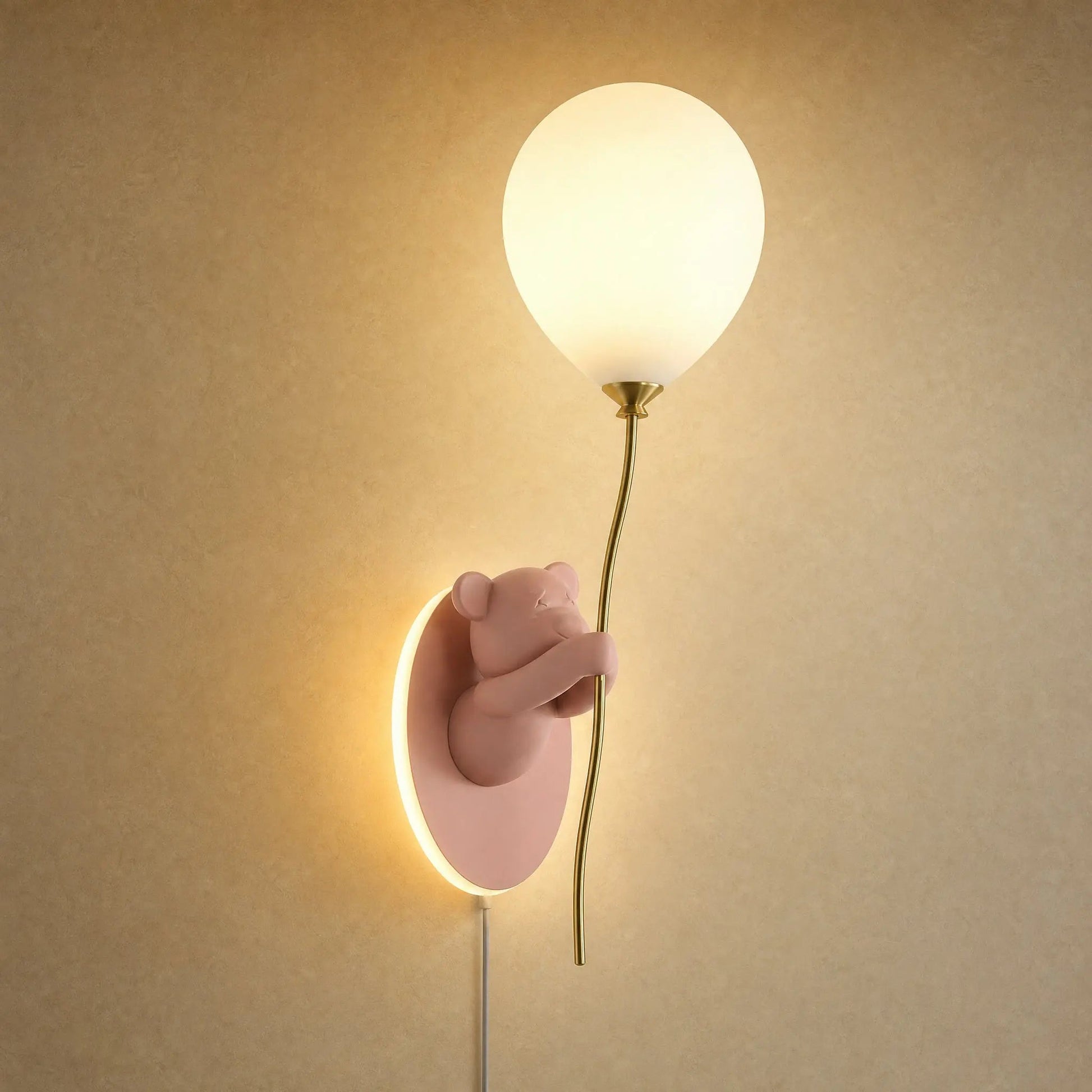 Hedin pink bear and glass ball wall light, packshot | Wickleigh