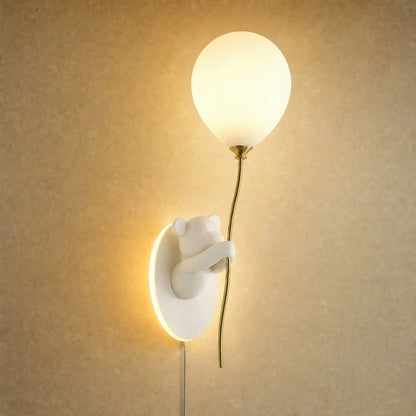 Hedin white bear and glass ball wall light, packshot | Wickleigh