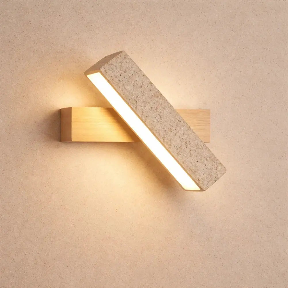 Odrin stone and wood wall light, japandi style | Wickleigh