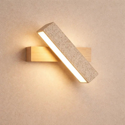 Odrin stone and wood wall light, japandi style | Wickleigh