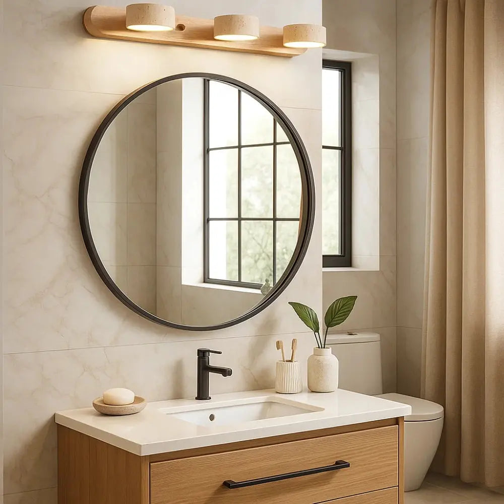 Odika travertine and wood wall light | Wickleigh