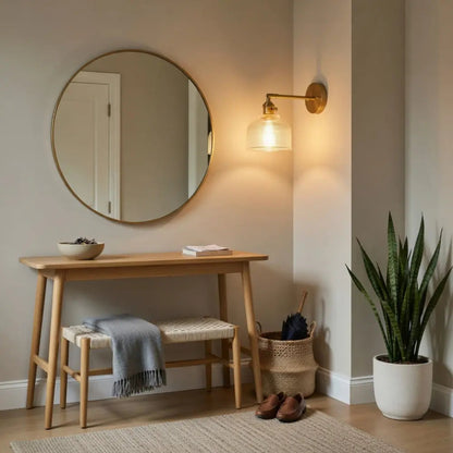 Idane glass wall light, golden retro clarity | Wickleigh
