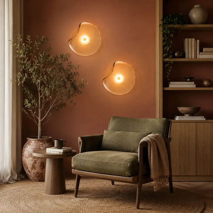 Covna glass pebble wall light, organic sculpted shape | Wickleigh