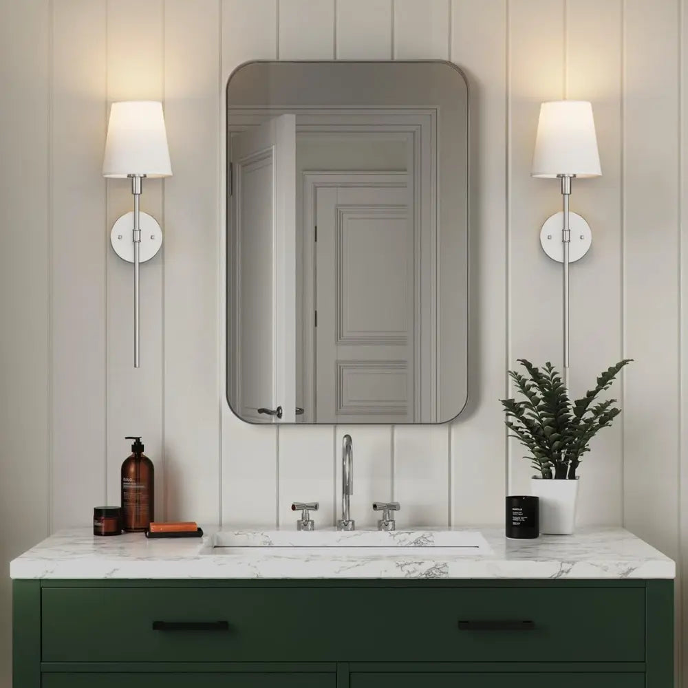 Alnell wall light, torch-style metal arm with fabric shade | Wickleigh