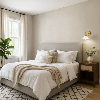 Emben glass wall light, brass-toned retro design | Wickleigh
