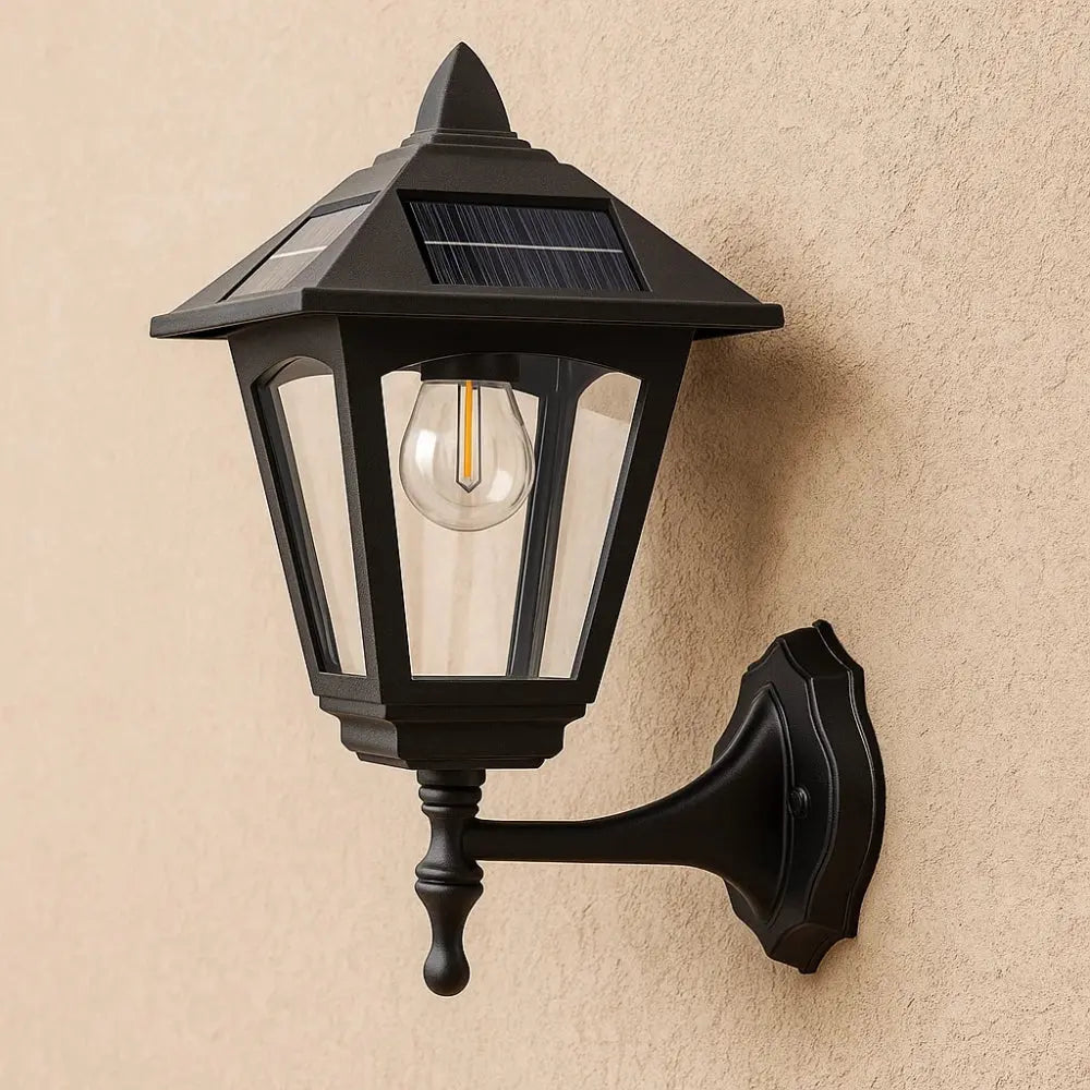 Holna solar wall light, geometric lantern silhouette, pack of 2 | Wickleigh