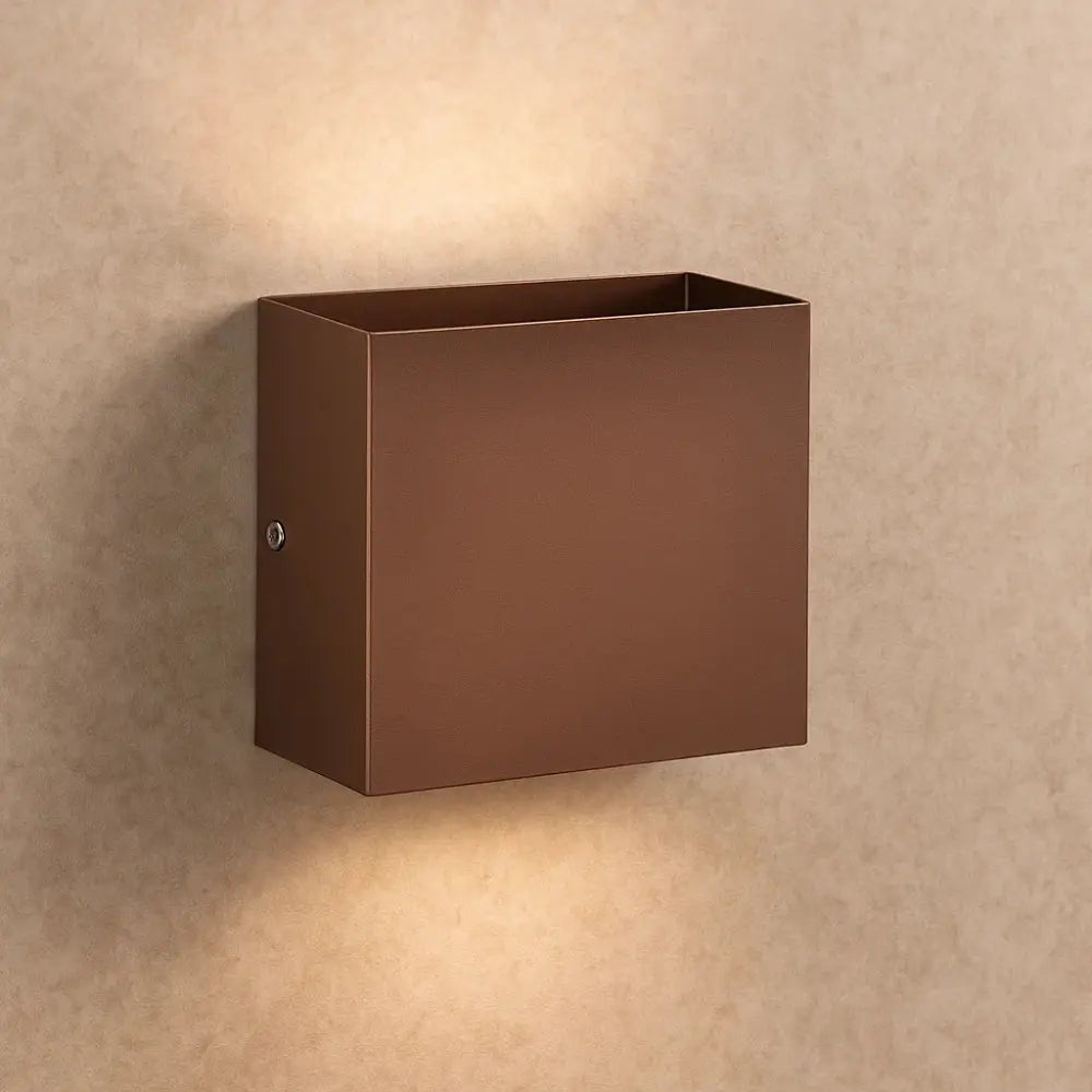 Nyben square wall light, coffee brown finish, 12W | Wickleigh