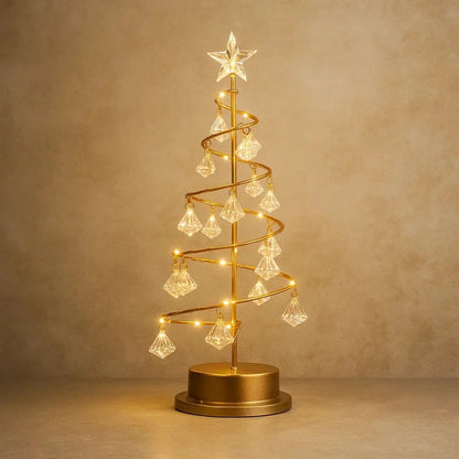 Islen table lamp, golden Christmas tree design, packshot | Wickleigh