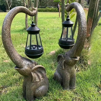 Calra solar elephant statue lantern, packshot | Wickleigh