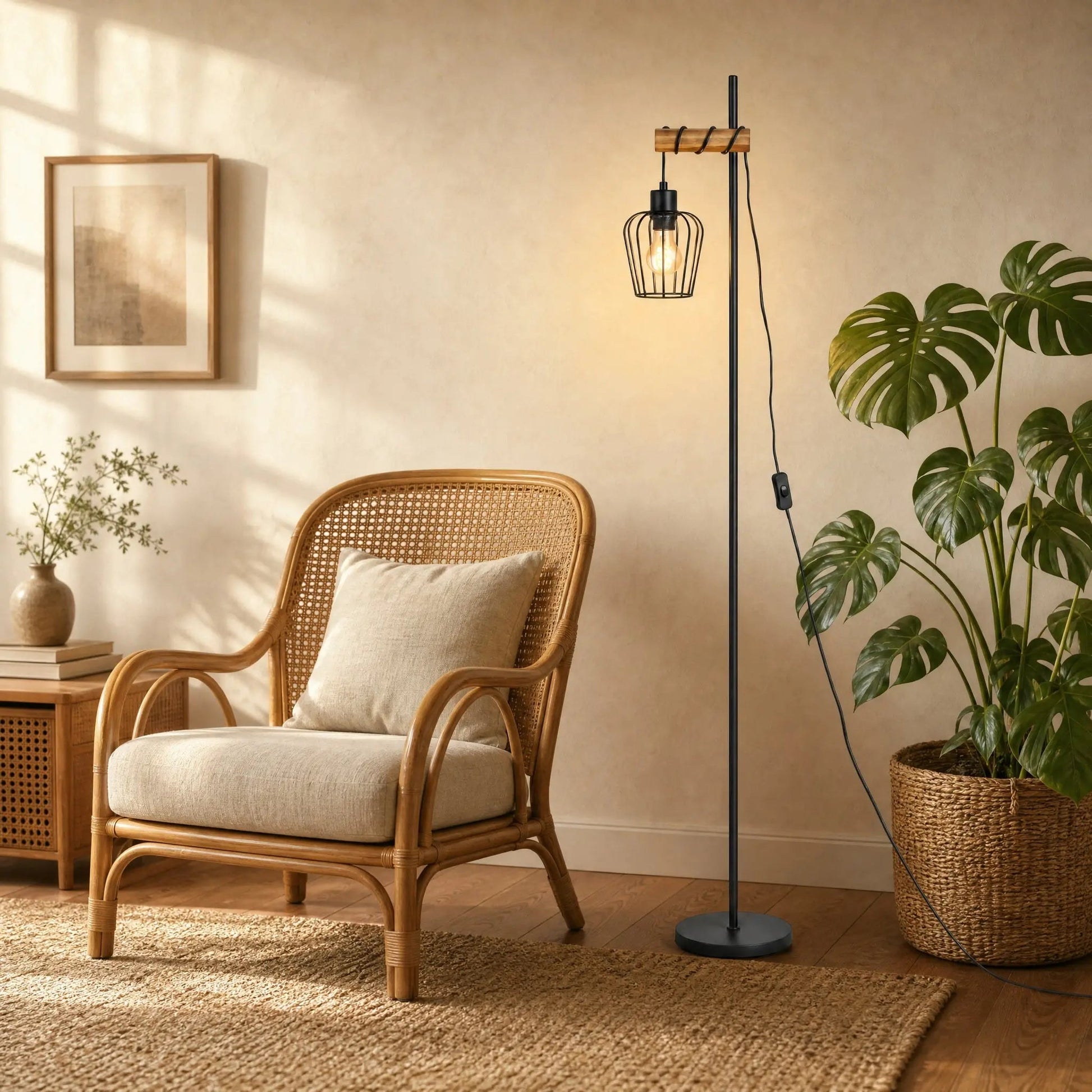 Telna 1-head floor lamp in a bright reading corner | Wickleigh