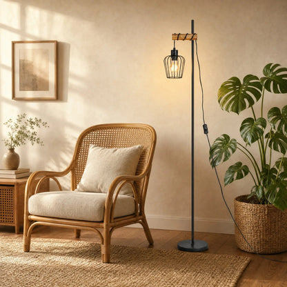 Telna 1-head floor lamp in a bright reading corner | Wickleigh