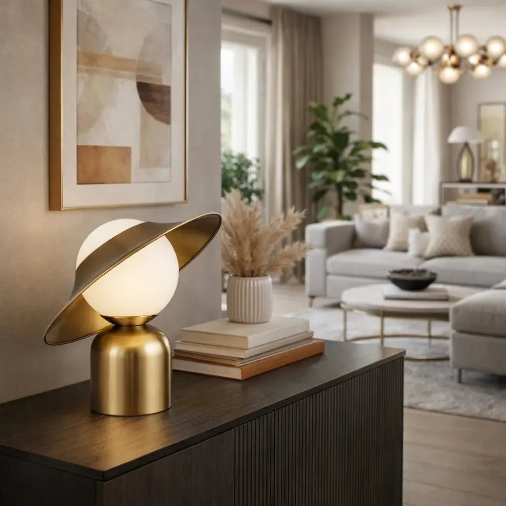 Vylen vintage mushroom table lamp, frosted glass dome | Wickleigh