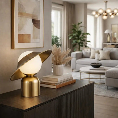 Vylen vintage mushroom table lamp, frosted glass dome | Wickleigh