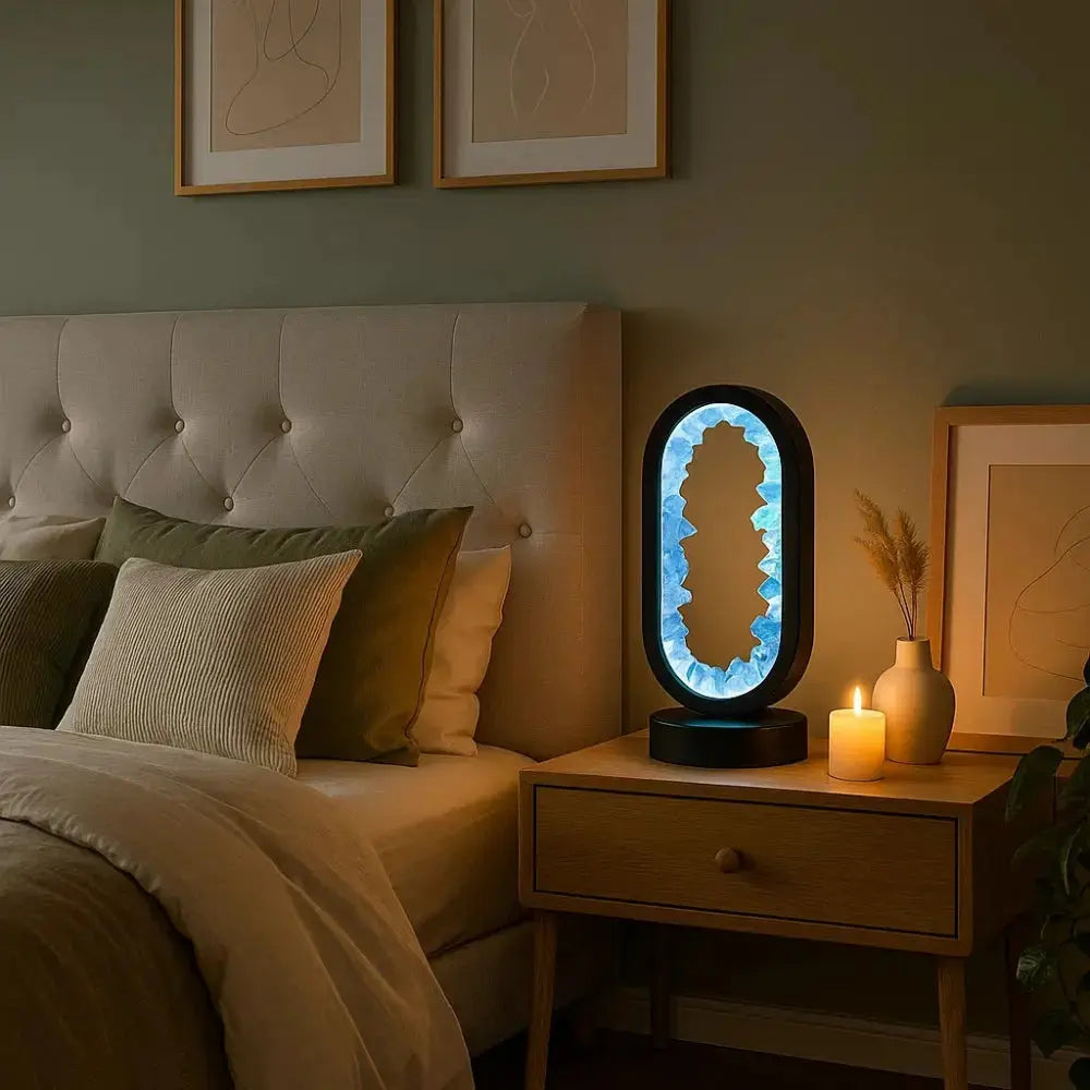Sigin natural celestite crystal table lamp | Wickleigh