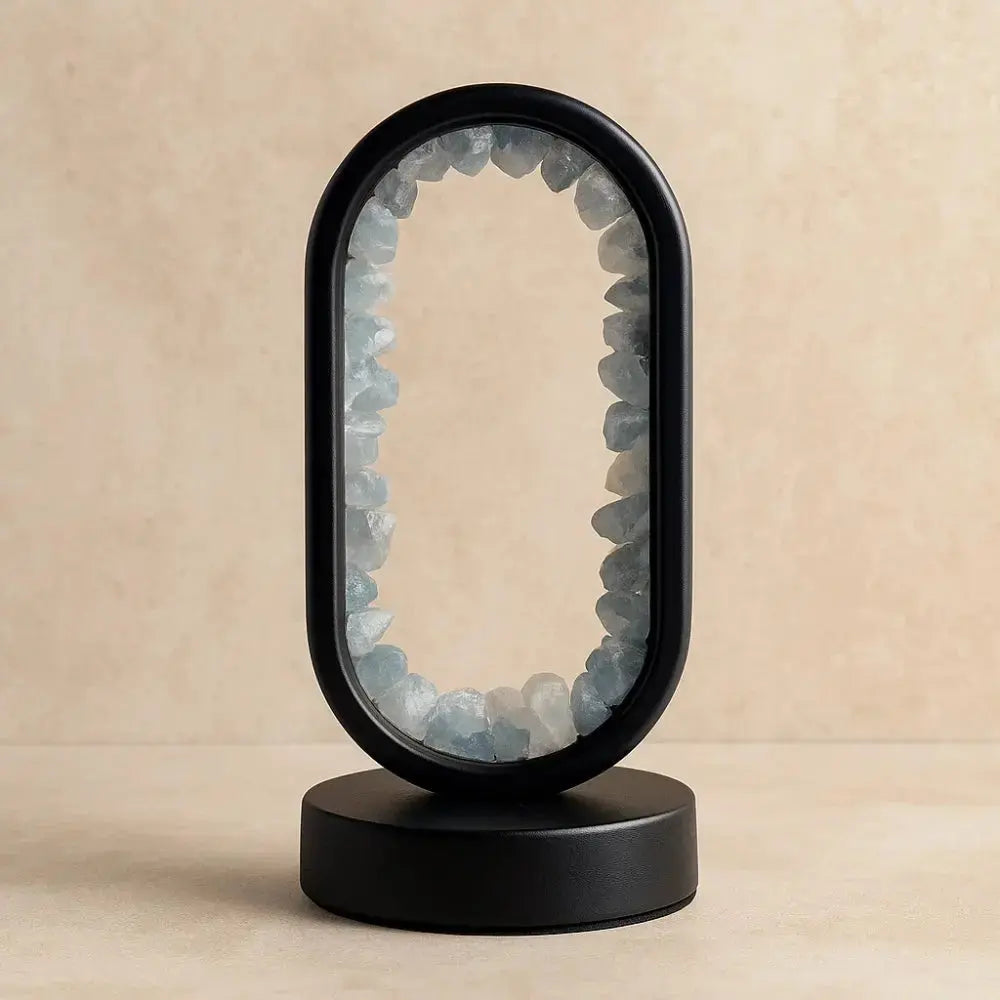 Sigin natural celestite crystal table lamp | Wickleigh