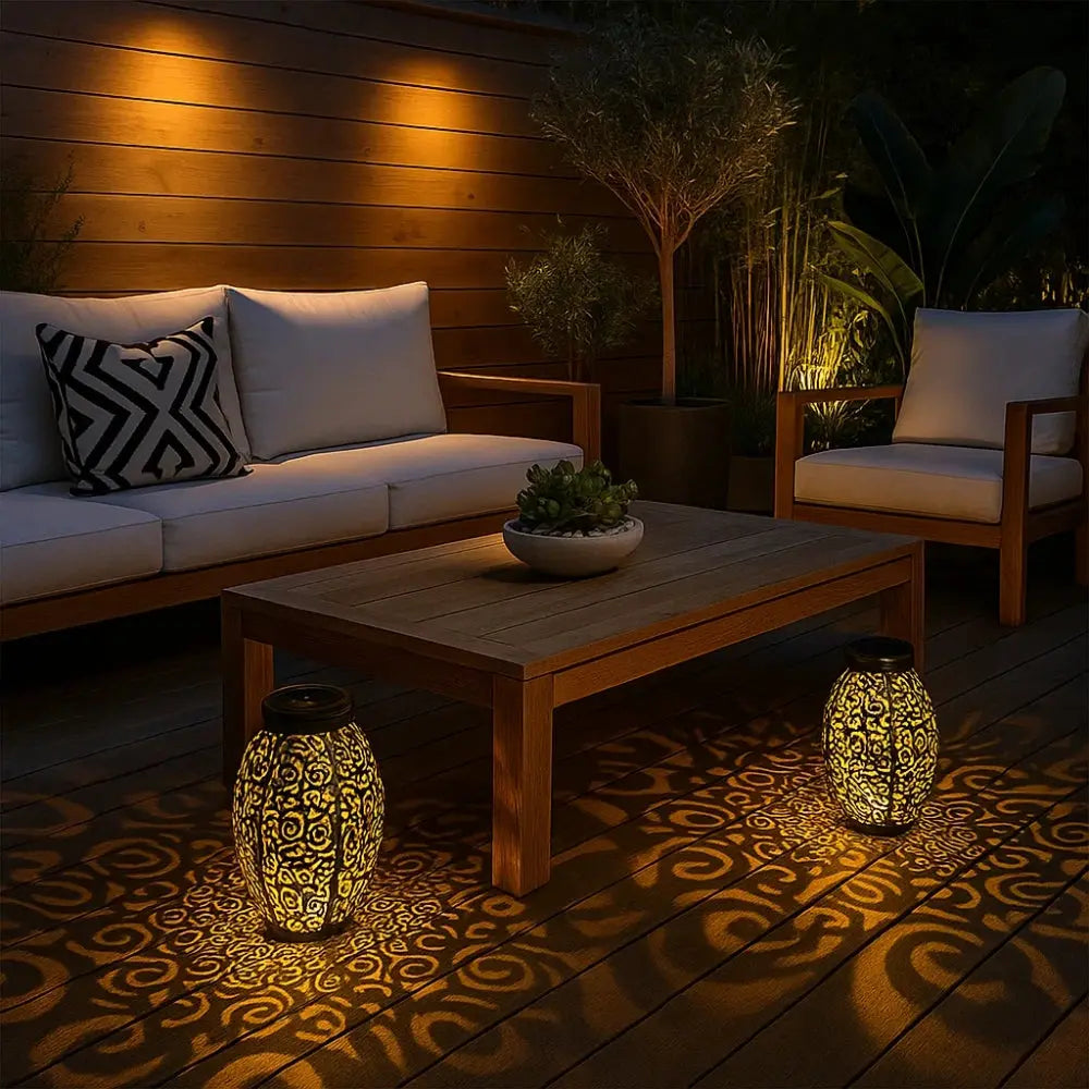 Rosna solar lantern, pierced steel design, packshot | Wickleigh