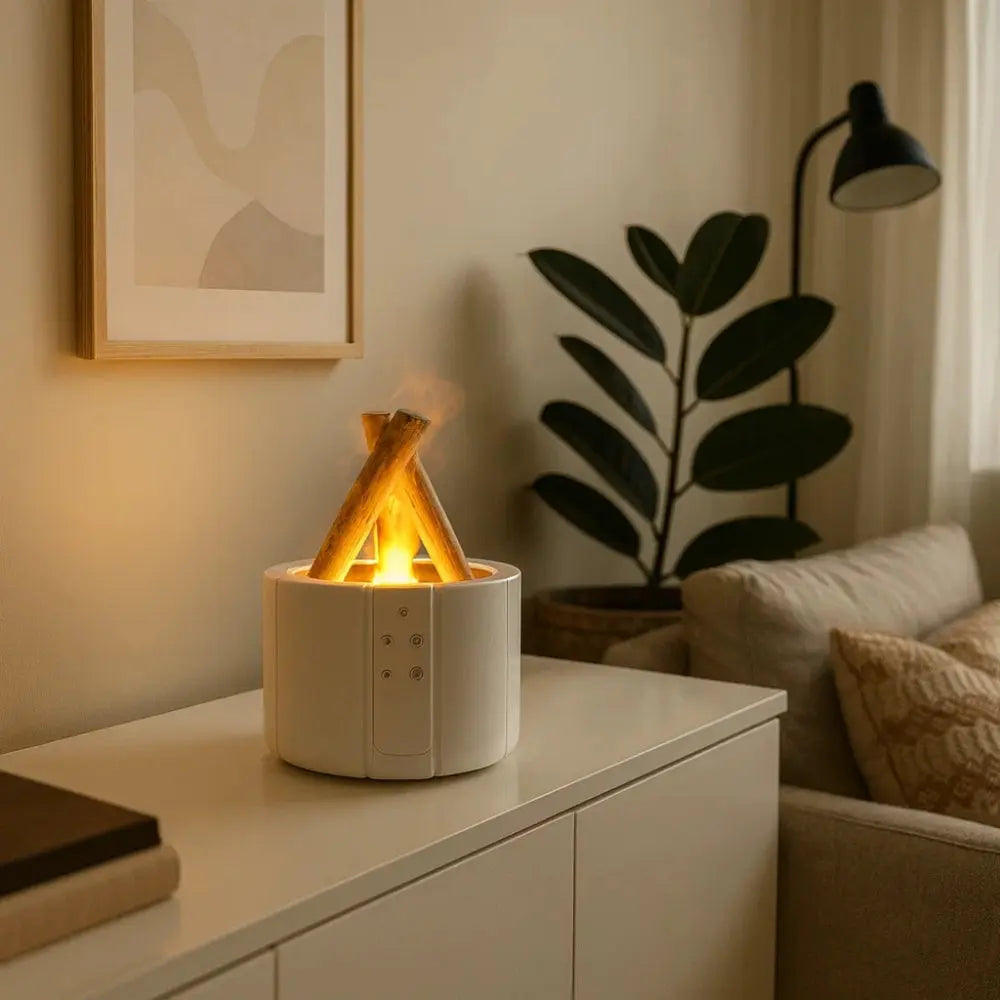 Ulera table lamp, misty flame effect diffuser | Wickleigh
