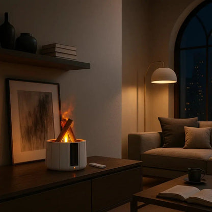 Ulera table lamp, misty flame effect diffuser | Wickleigh