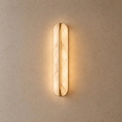 Welna wall light, vertical marble-effect column | Wickleigh