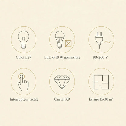 Features of the Malna crystal bedside lamp | Wickleigh