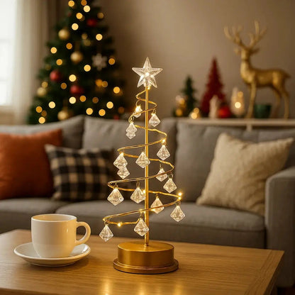 Islen table lamp, golden Christmas tree design, packshot | Wickleigh