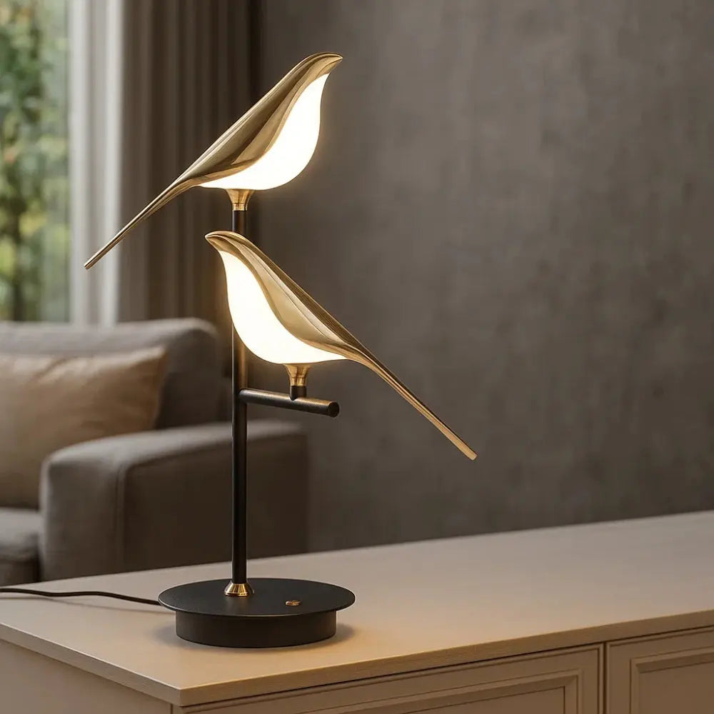 Erlin sculptural gold bird desk lamp | Wickleigh