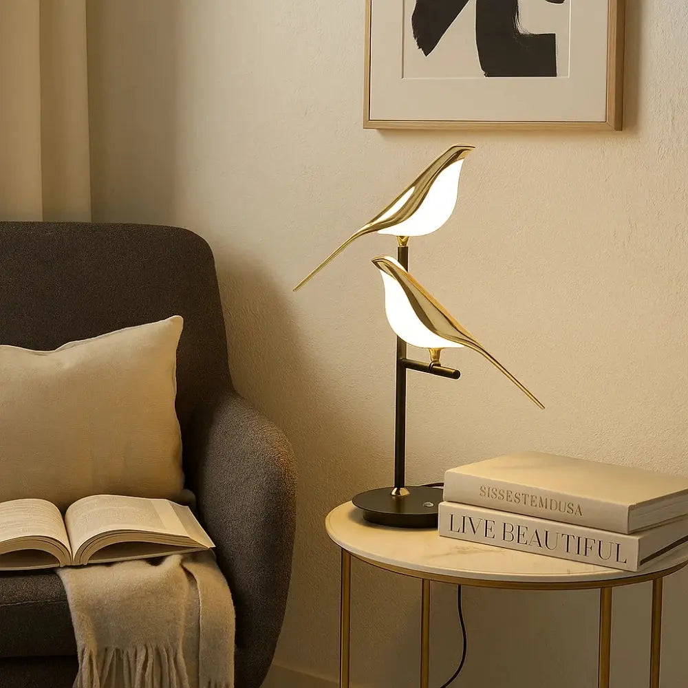 Erlin sculptural gold bird desk lamp | Wickleigh