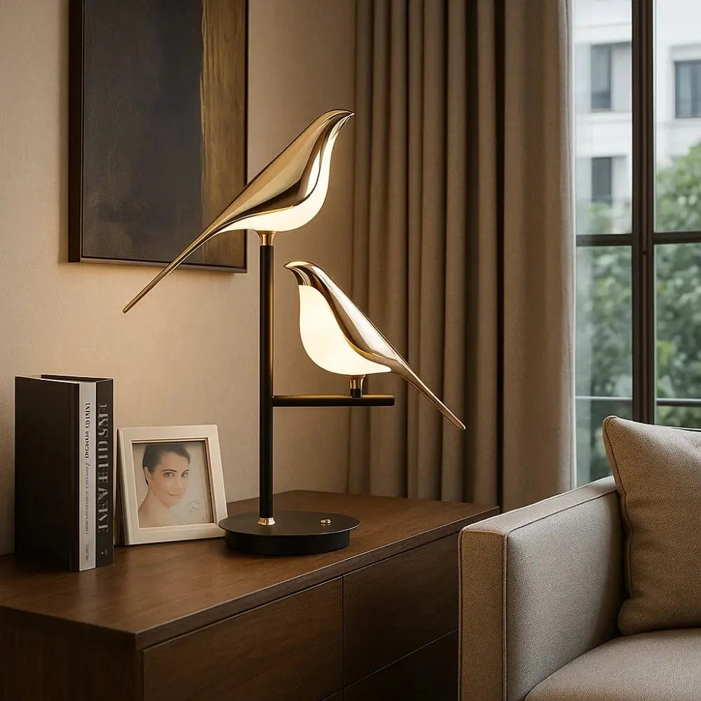 Erlin sculptural gold bird desk lamp | Wickleigh