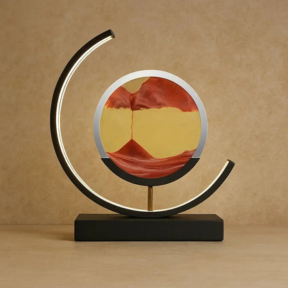 Rilva moving sand art desk lamp, black frame with red sand | Wickleigh