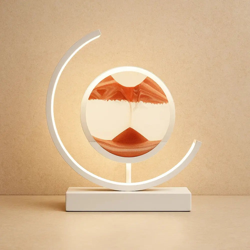 Rilva moving sand art desk lamp, white frame with red sand | Wickleigh