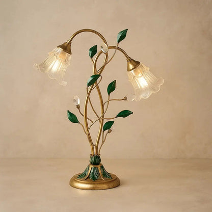 Orron table lamp, golden crystal flower bouquet | Wickleigh