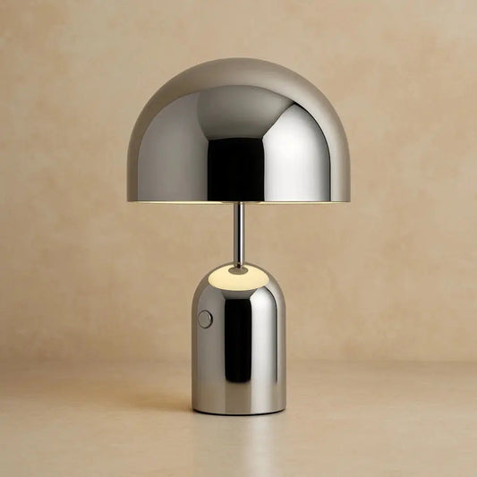 Edina wireless mushroom lamp, silver finish | Wickleigh