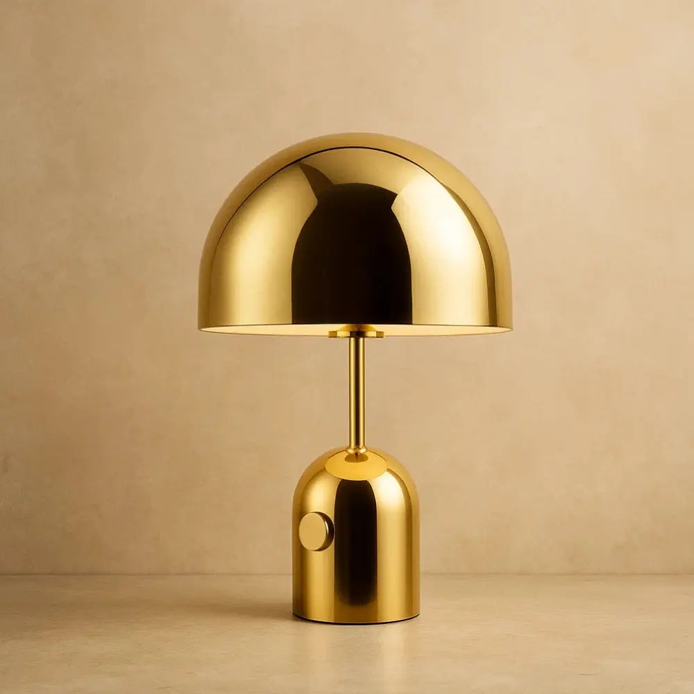 Edina wireless mushroom lamp, gold finish | Wickleigh