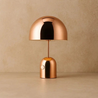 Edina wireless mushroom lamp, rose gold finish | Wickleigh